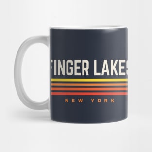 Finger Lakes New York Retro Vintage Stripes Mug